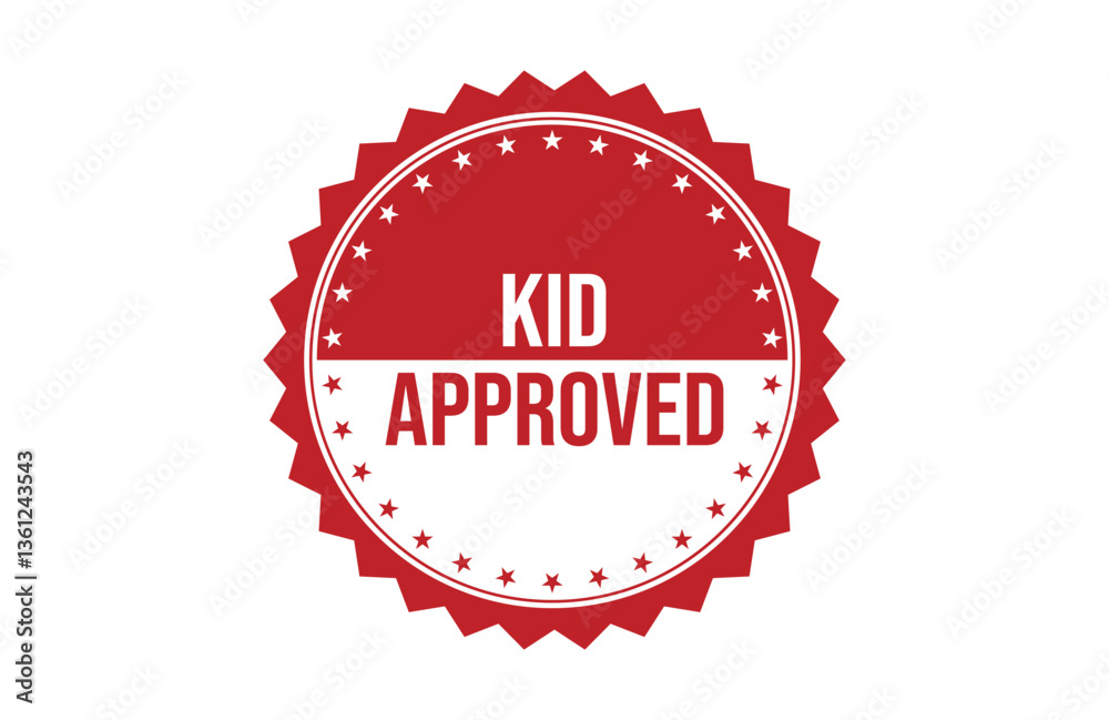 Kid Approved red ribbon label banner. Kid Approved red ribbon label banner.
