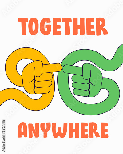 Poster two intertwined hands Unity and Connection Concept Illustration