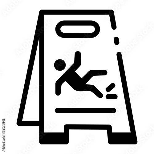 A linear style icon representing wet floor sign 
