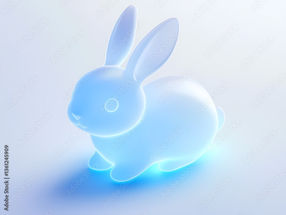 Fototapeta premium 3D Rendered Light Blue Rabbit