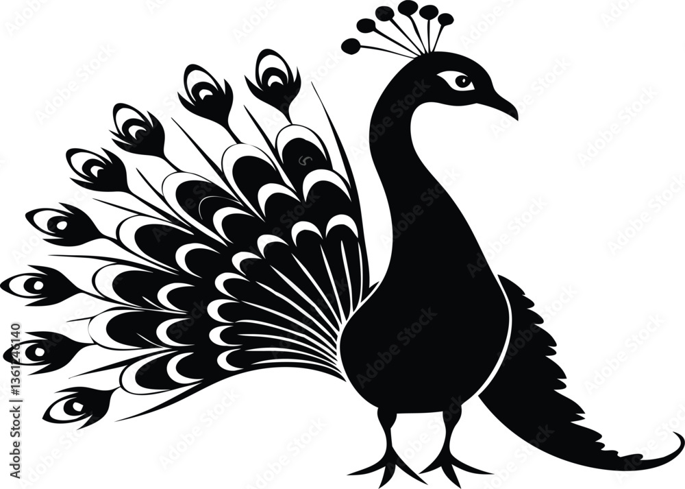 Fototapeta premium peacock icon vector silhouette eps