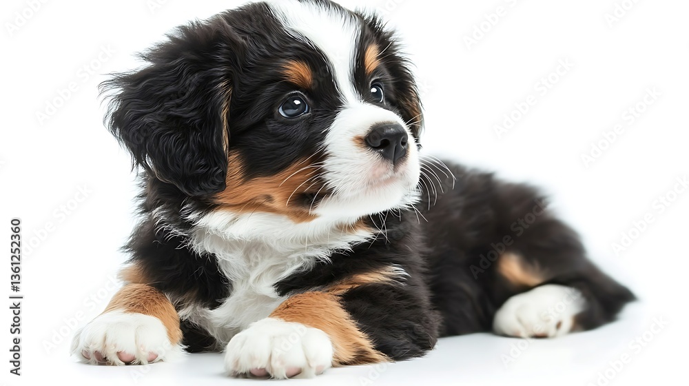 Fototapeta premium Cute Fluffy Puppy Isolated on White Background