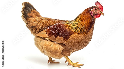 Full Body of a Brown Chicken Hen Standing Gracefully