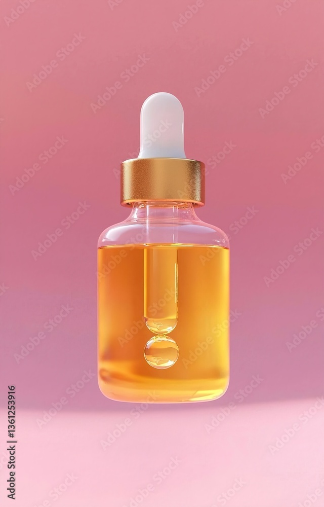 3d background with gold oil bubble, yellow liquid collagen serum or retinol drop render. 3d background with gold oil bubble, yellow liquid collagen serum or retinol drop render.