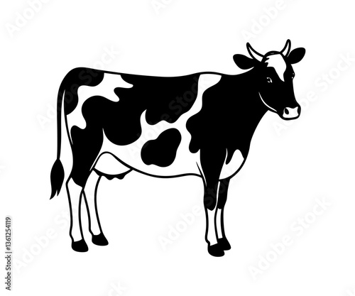 Black and White cow vector black silhouette vector illustration white background