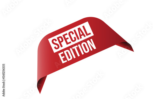 Special edition red ribbon label banner.
