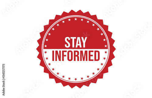 Stay informed red ribbon label banner.
