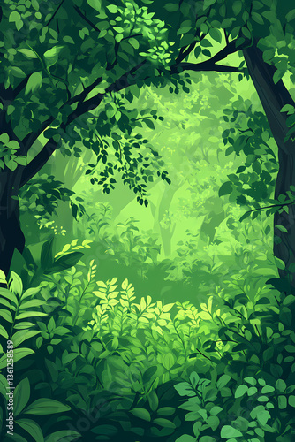 Peaceful Lush Forest Scene photo