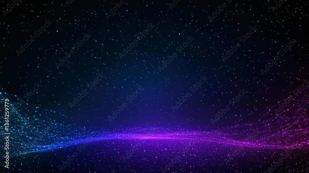 Obraz premium Abstract glowing particles wave background.