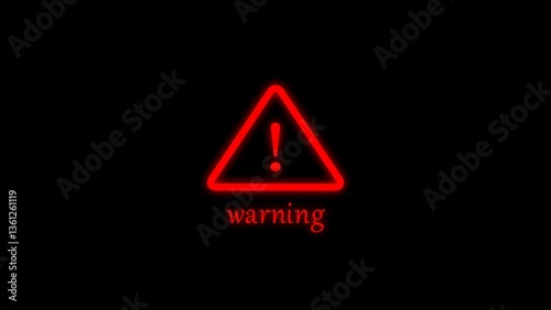 Attention warning symbol. Neon alert warning icon illustration. 