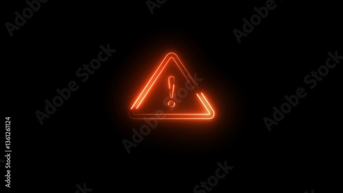 Attention warning symbol. Neon alert warning icon illustration. 