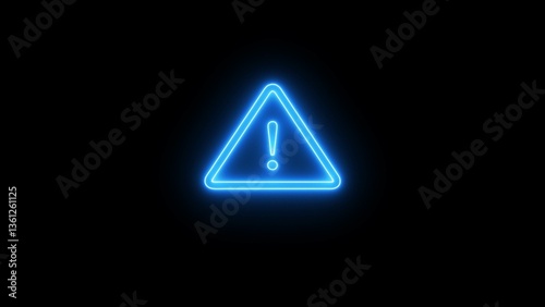 Attention warning symbol. Neon alert warning icon illustration. 