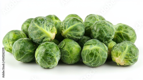 A bunch of green broccoli with a white background