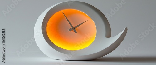 Modern White Clock with Orange Glow