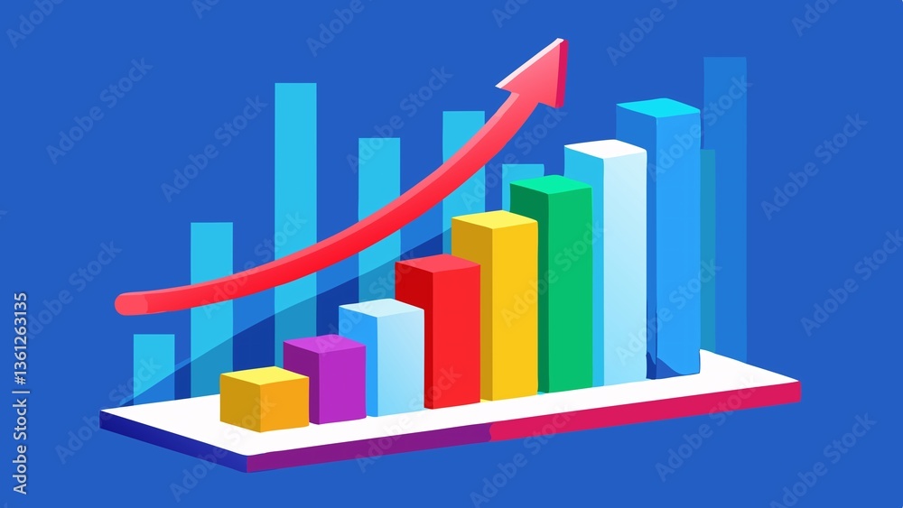 Dynamic Growth Visualization: An abstract illustration depicts a vibrant growth chart with a rising red arrow, symbolizing progress and financial success. Dynamic Growth Visualization: An abstract illustration depicts a vibrant growth chart with a rising red arrow, symbolizing progress and financial success.