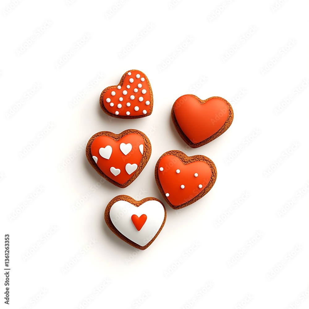 heart-shaped cookies 3D render heart-shaped cookies 3D render