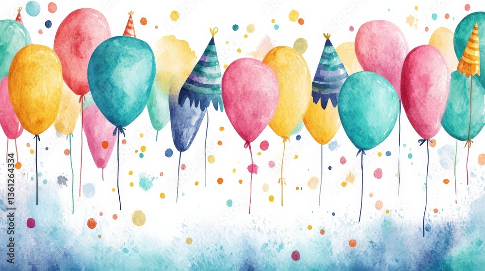custom made wallpaper toronto digitalColorful Balloons with Pastel Background Illustration