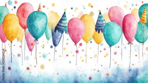 Wallpaper Mural Colorful Balloons with Pastel Background Illustration Torontodigital.ca