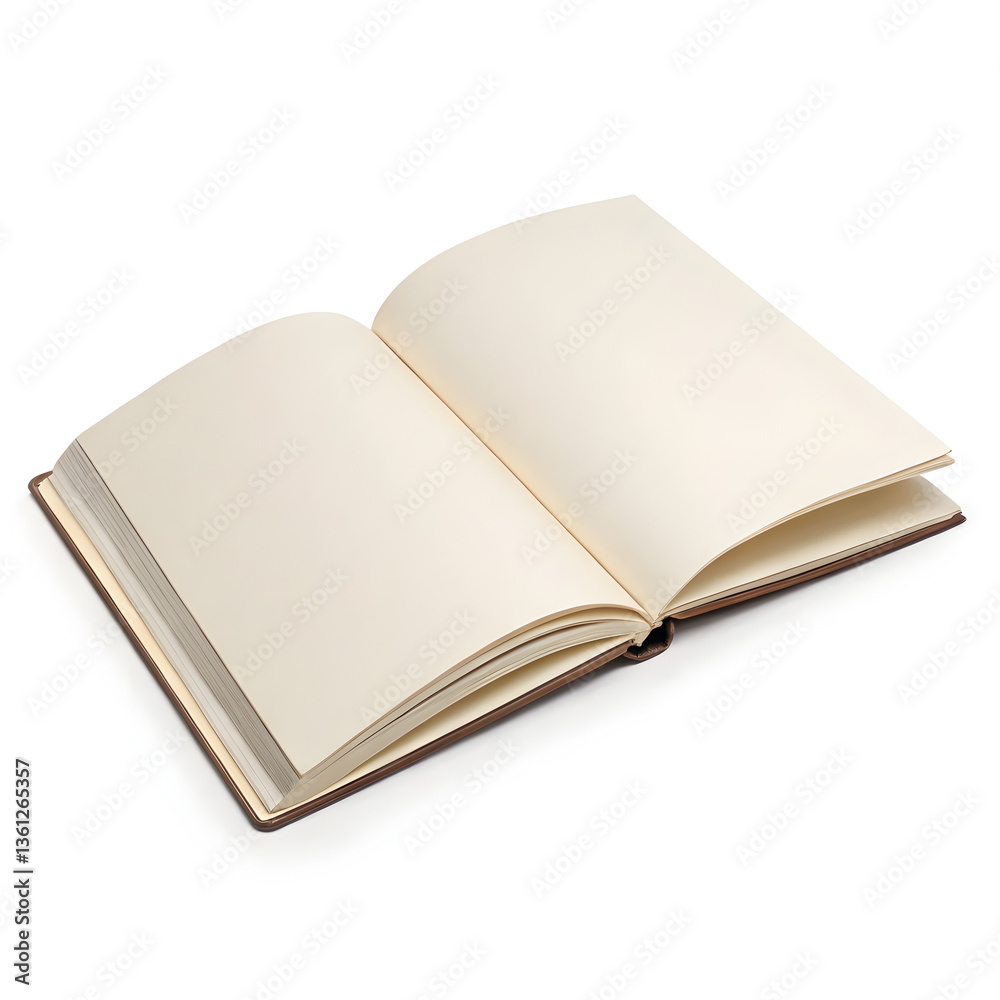 Open book with blank pages on white background Open book with blank pages on white background