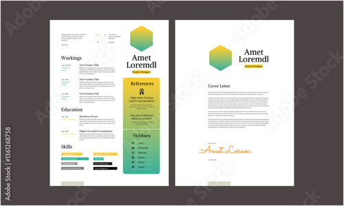 Professional modern and minimal resume CV, Clean and modern resume portfolio CV template