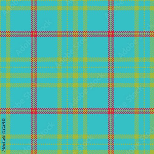 Bright Snot Seamless Tartan with Vivid Aqua Blue accents Textile Design