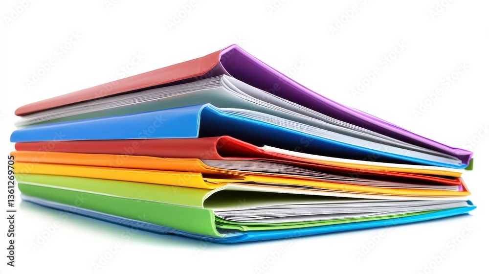 Colorful Folders Stacked on a White Background Colorful Folders Stacked on a White Background
