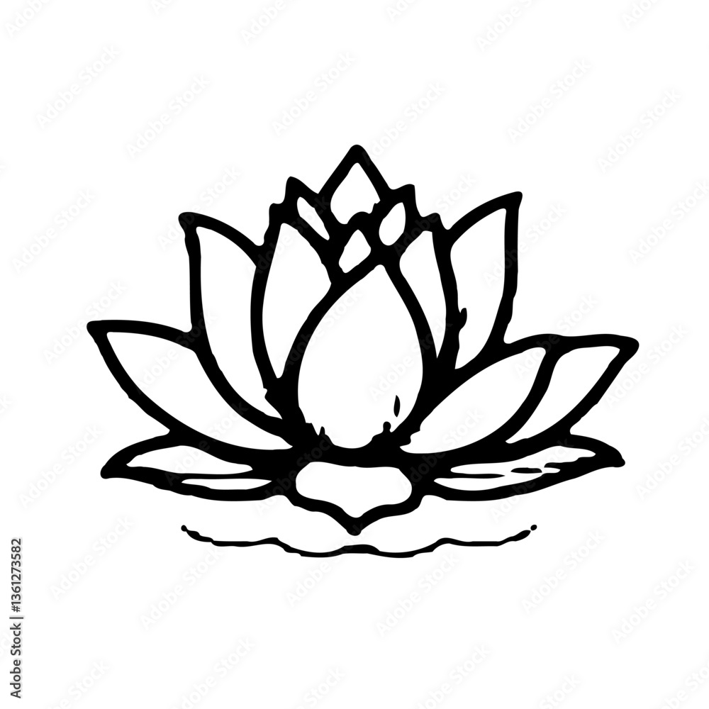 Fototapeta premium Elegant Lotus Flower in Minimalist Black Design