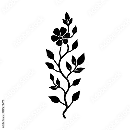 Elegant Floral Silhouette with Twisting Branches