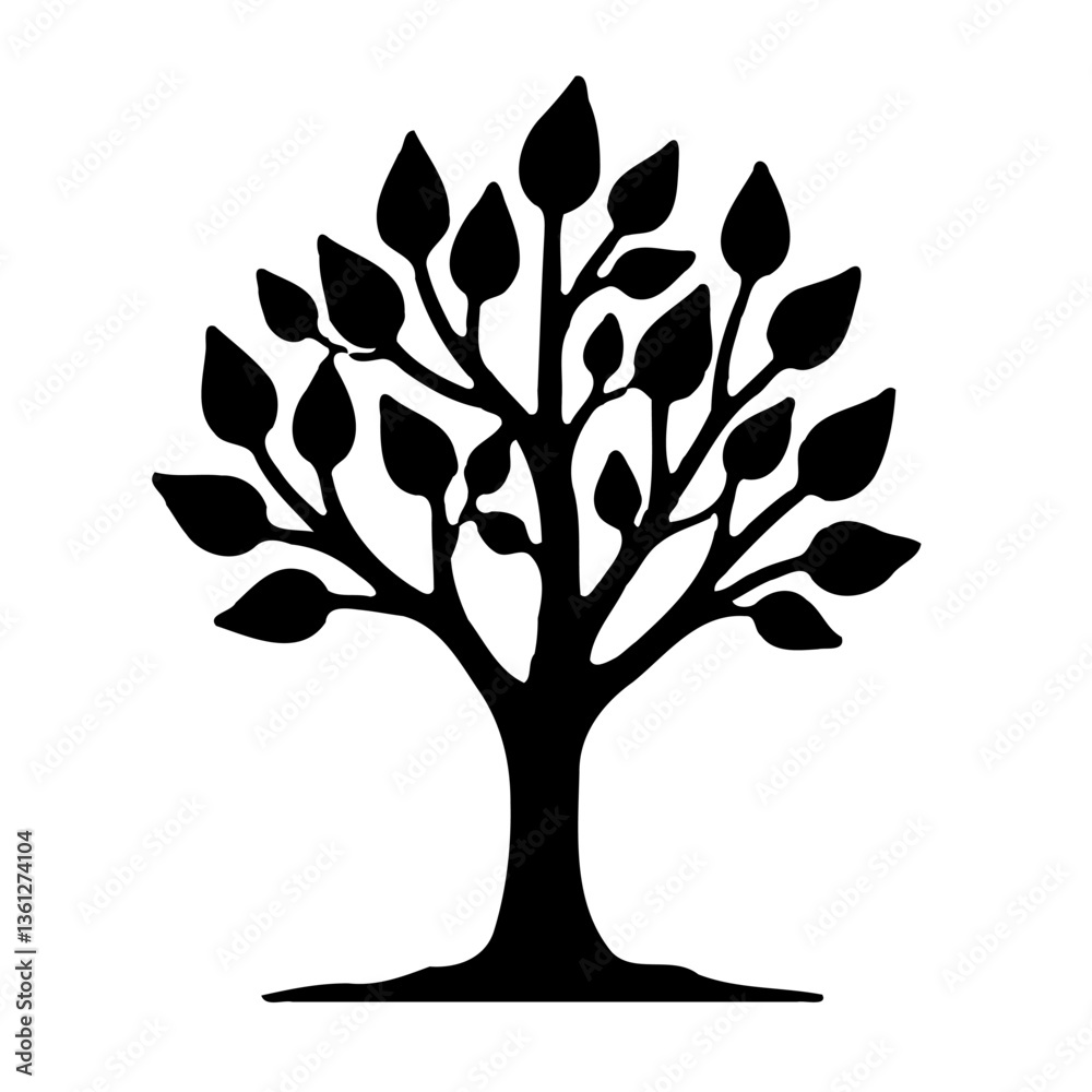 Obraz premium Stylized Silhouette Tree with Abundant Leaves
