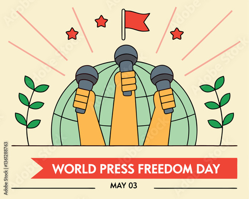 World Press Freedom Day on May 3rd: Hands Holding Microphones.