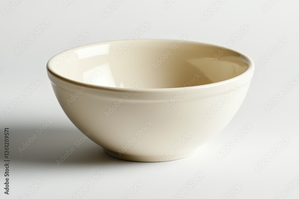 A simple off white ceramic bowl on a white background A simple off white ceramic bowl on a white background