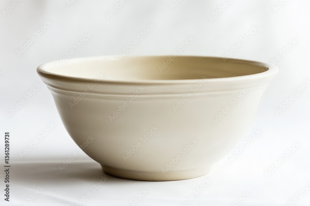 An isolated cream colored ceramic bowl against a bright backdrop An isolated cream colored ceramic bowl against a bright backdrop