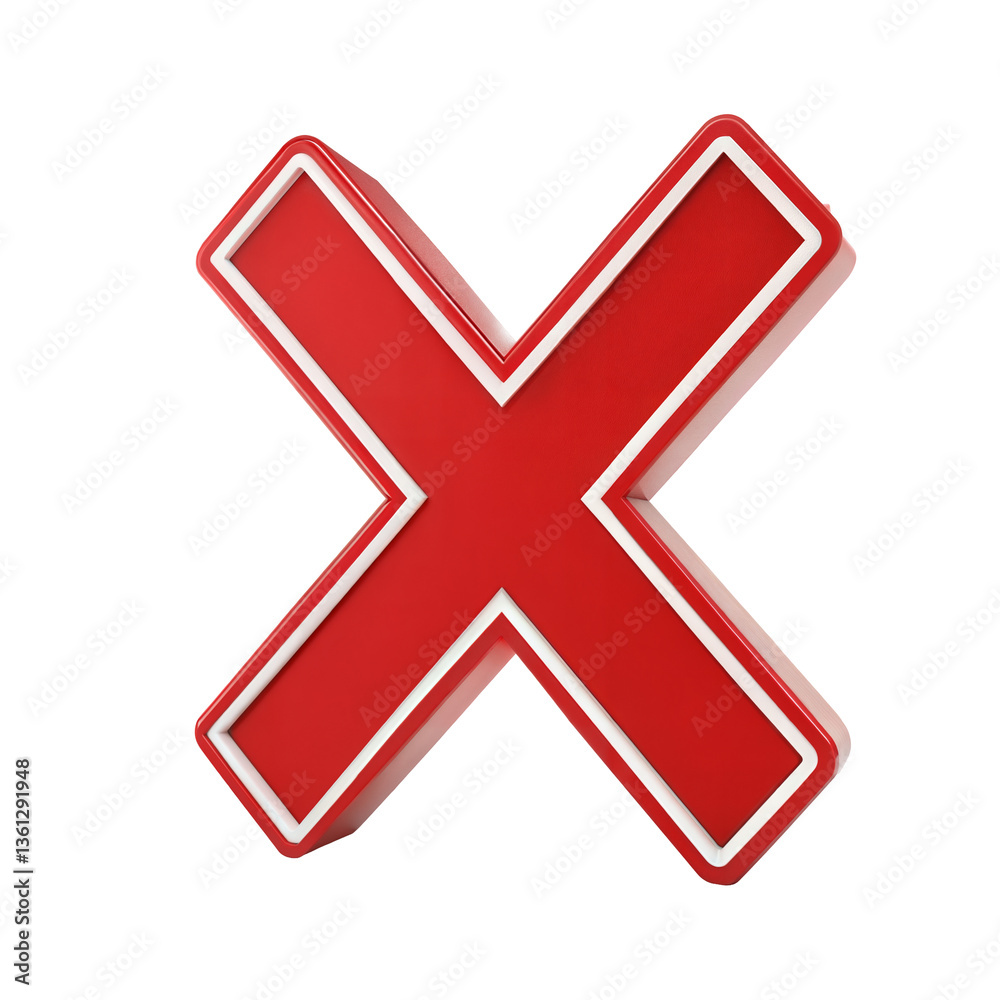 Obraz premium Red cross mark isolated on transparent background. Png