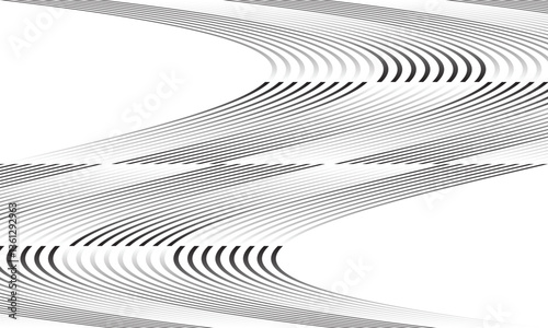 abstract black white gradient irregular flag line pattern art suitable for background.