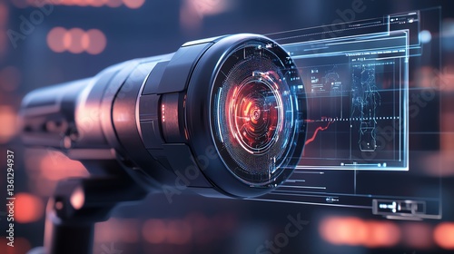 A futuristic handheld scanner emitting light patterns while scanning