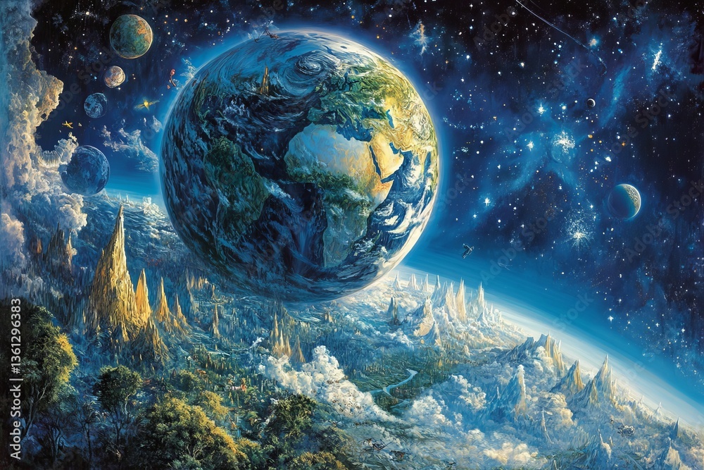 Obraz premium Celebrating Earth’s Splendor: A Tribute to Our Celestial Home