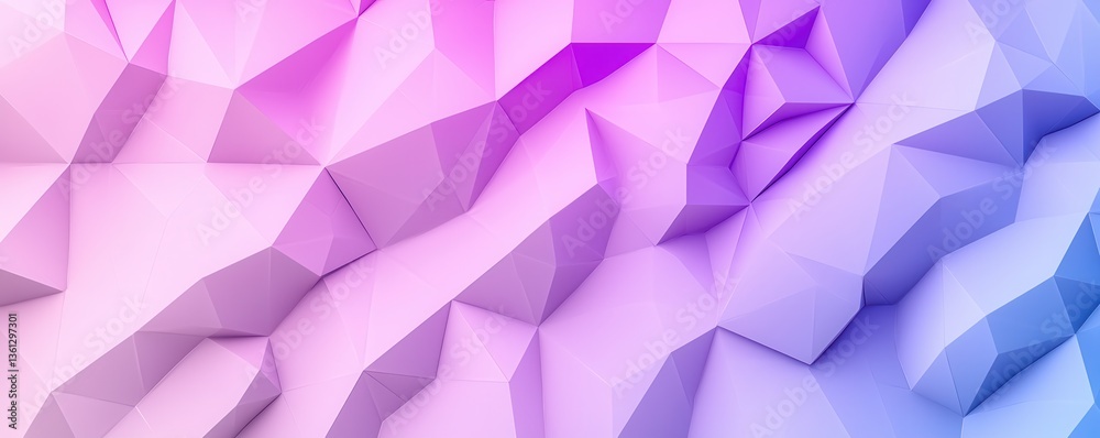 Naklejka premium A vibrant, abstract background featuring a geometric design with shades of pink and purple, creating a 3D effect of layered shapes.