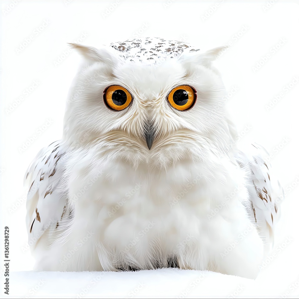 Fototapeta premium Majestic white owl with striking orange eyes.
