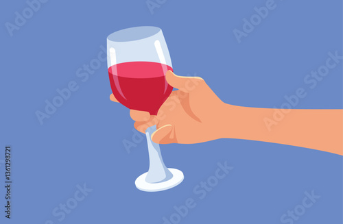 Hand of a Person Holding a Wine Glass vector illustration. Woman celebrating her anniversary with a glass of alcohol 
