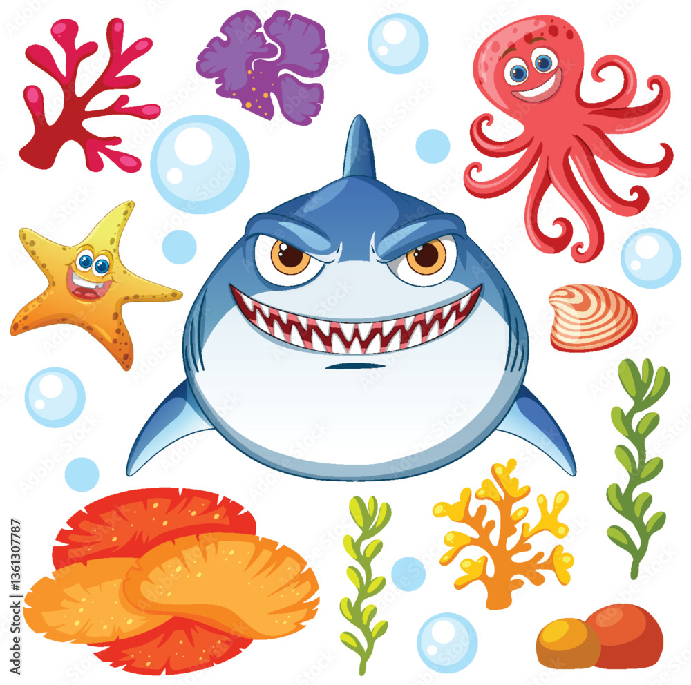 Fototapeta premium Underwater Adventure with Marine Creatures