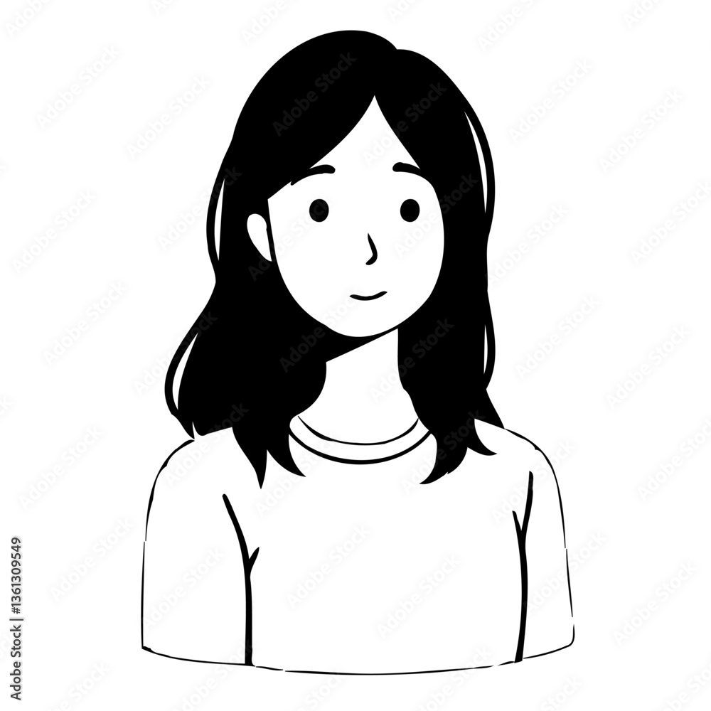 Stylized Portrait Illustration of a Young Woman Stylized Portrait Illustration of a Young Woman
