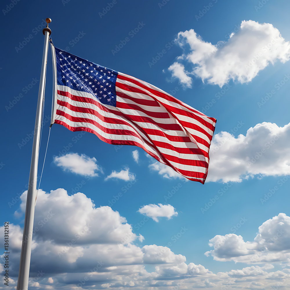 Fototapeta premium american flag against blue sky