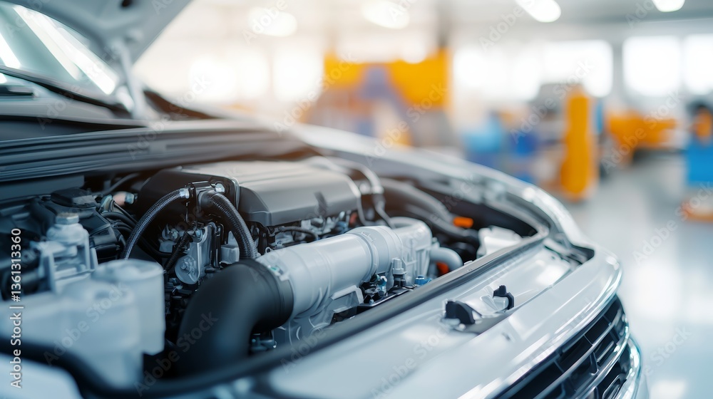 Fototapeta premium Engine maintenance tips auto repair shop image indoor close-up automotive care