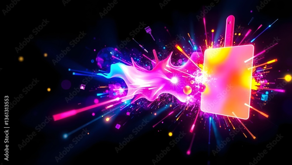 Naklejka premium background 3d Abstract Light Explosion with Geometric Shapes
