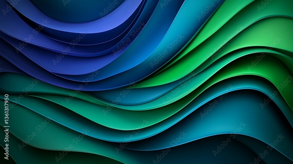 Obraz premium Abstract wavy background with shades of blue and green.