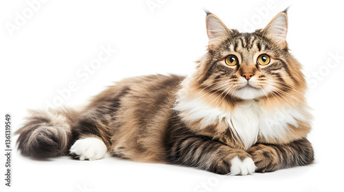 Siberian cat on white background