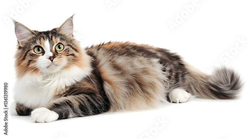 Siberian cat on white background