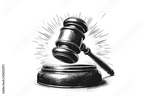 Generative AI: Gavel  (Vector Pen Drawing) 