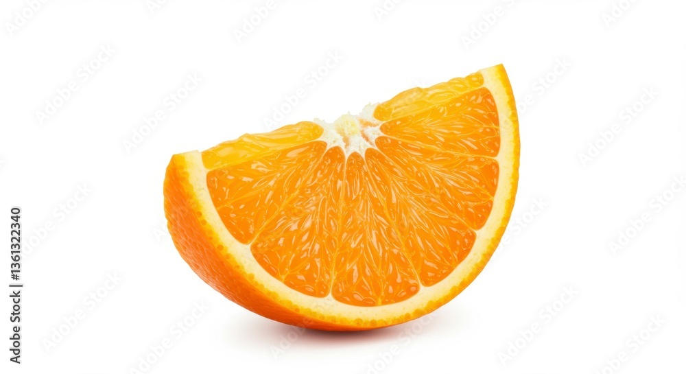 Bright Orange Slice on White Background Close Up Bright Orange Slice on White Background Close Up