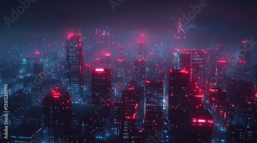 Wallpaper Mural A vibrant cyberpunk cityscape illuminated by glowing lights, showcasing advanced technology and the lively atmosphere of a futuristic urban environment at night Torontodigital.ca